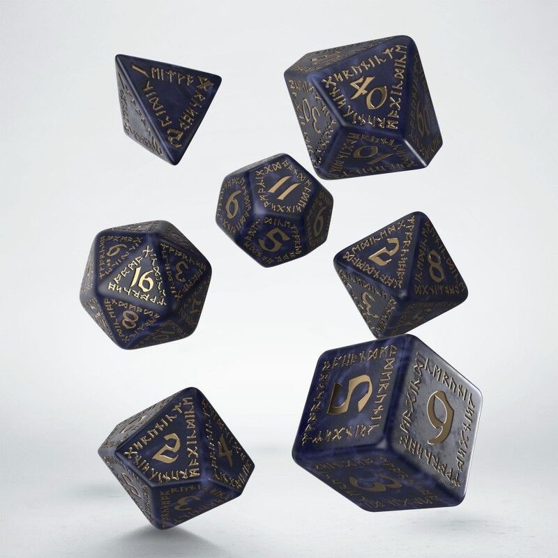 Q Workshop | Mixed-Blue & Gold | Runic Dice Set
