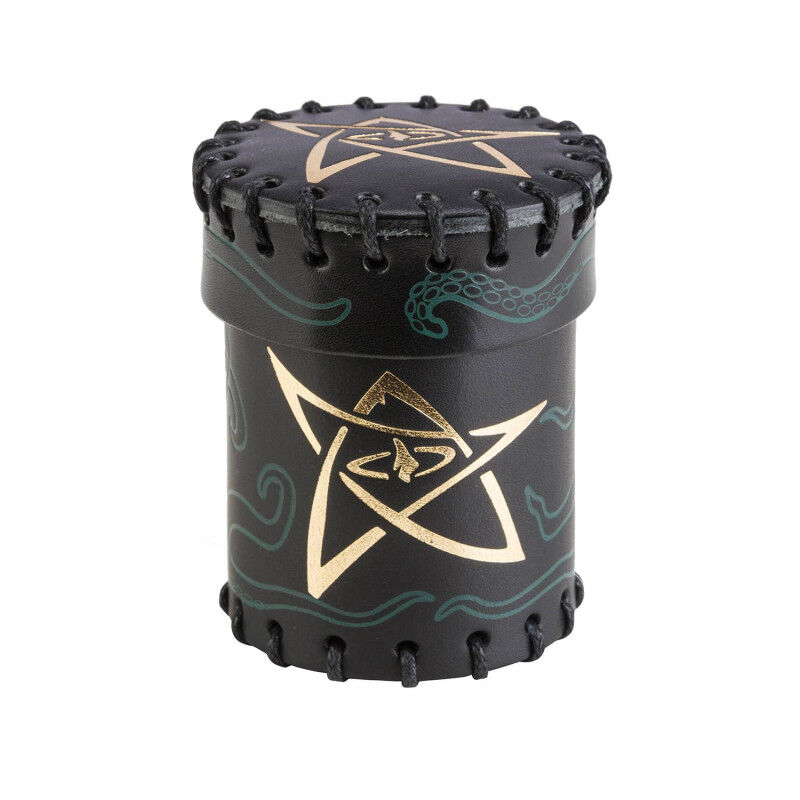 Q Workshop | Black & Green-Golden | Call Of Cthulhu Leather Dice Cup