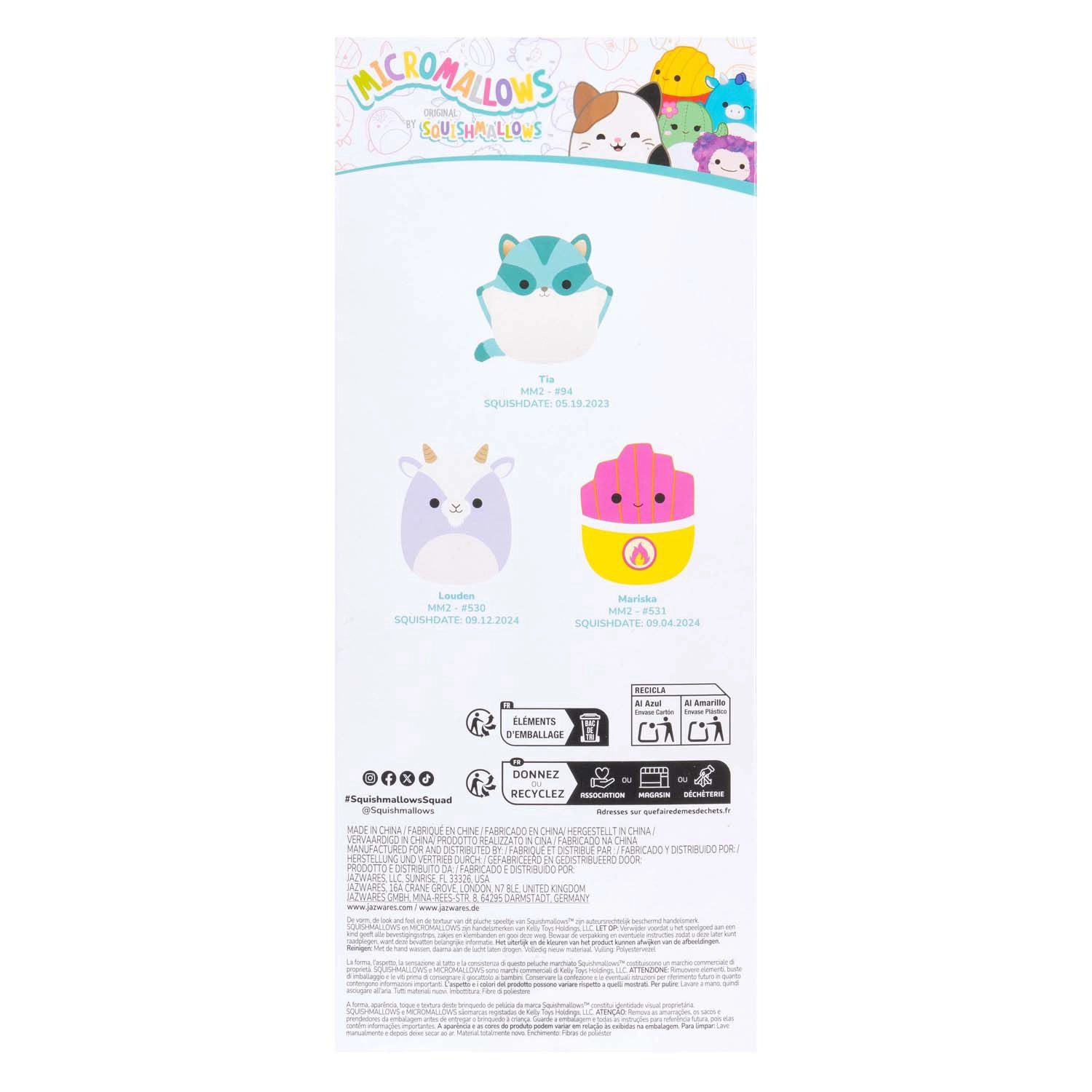 Jazwares | Squishmallows Micromallows: Tia, Mariska & Louden | 3er Set Plush (6cm)