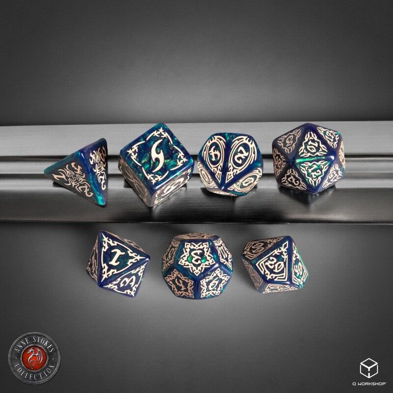 Q Workshop | Blue-Green & Beige | Tribal Dice Set