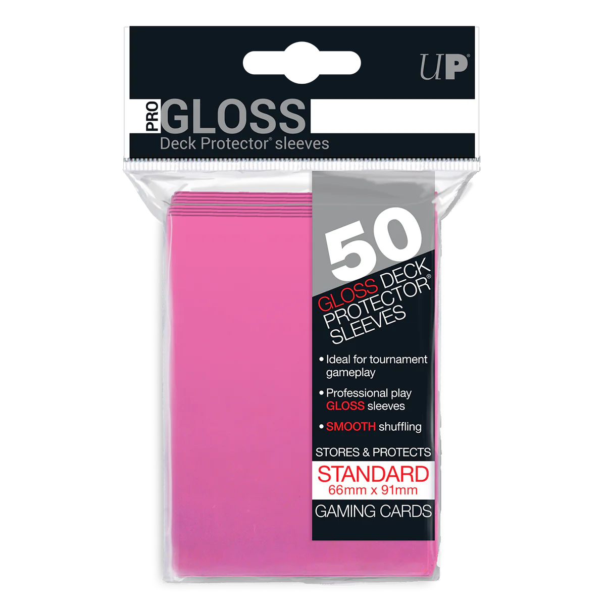 Ultra Pro: PRO-Gloss 50ct Standard Deck Protector® Sleeves - Bright Pink