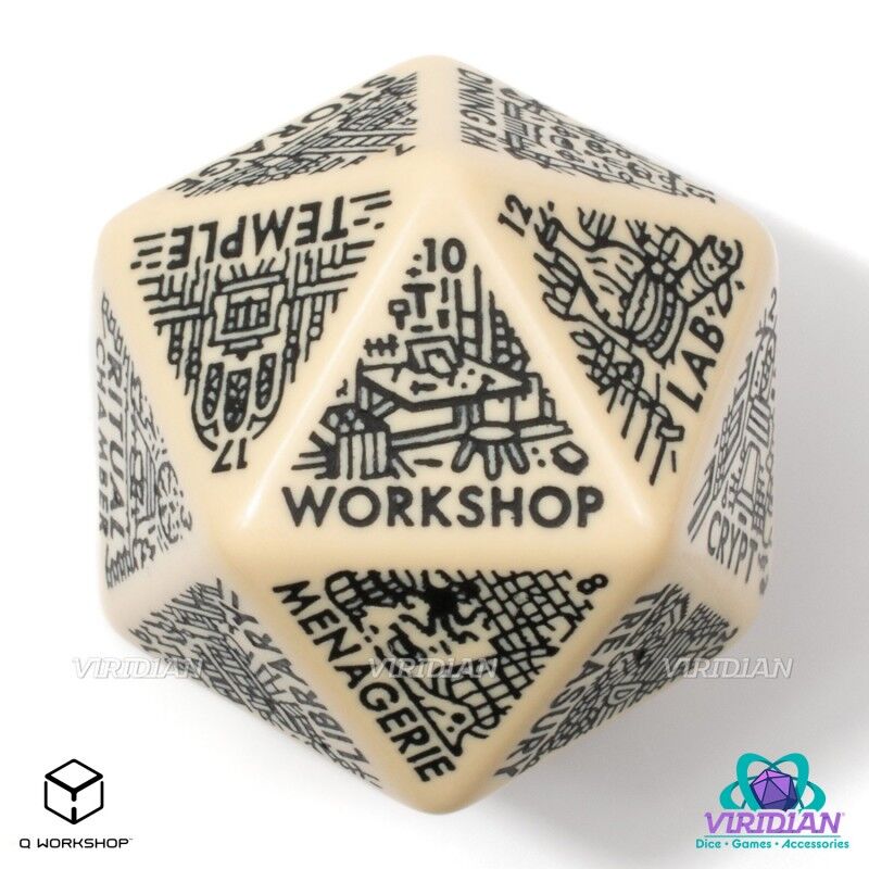 Q Workshop | Beige & Black | Dungeon Generator Die