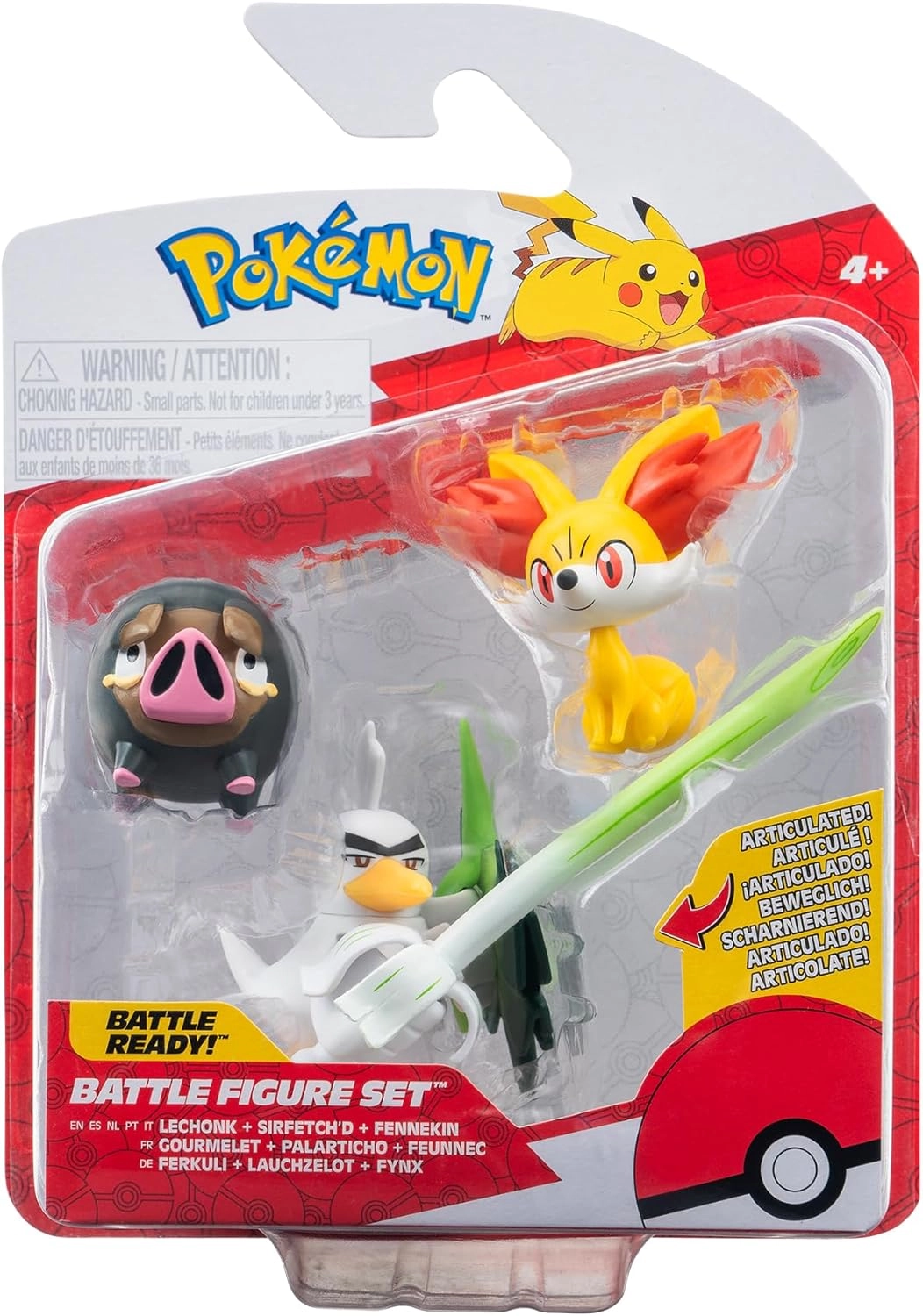 Jazwares: Pokémon Battle Figure Set - Fennekin, Lechonk & Sirfetch'd