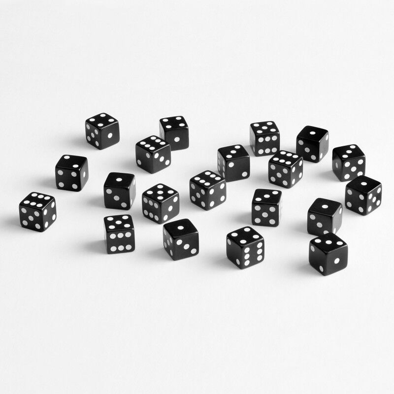 Q Workshop | Black & White | Full Pack of D6s