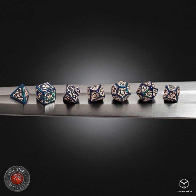 Q Workshop | Blue-Green & Beige | Tribal Dice Set