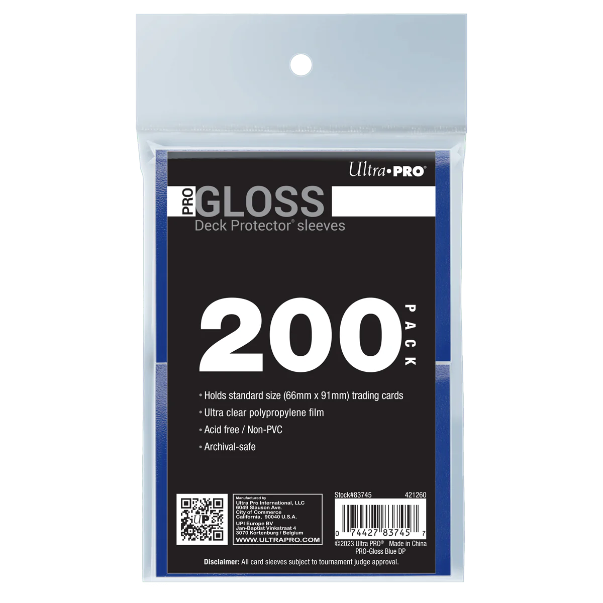 Ultra Pro - PRO-Gloss Standard Deck Protector Sleeves Bundle (200ct) - Blue