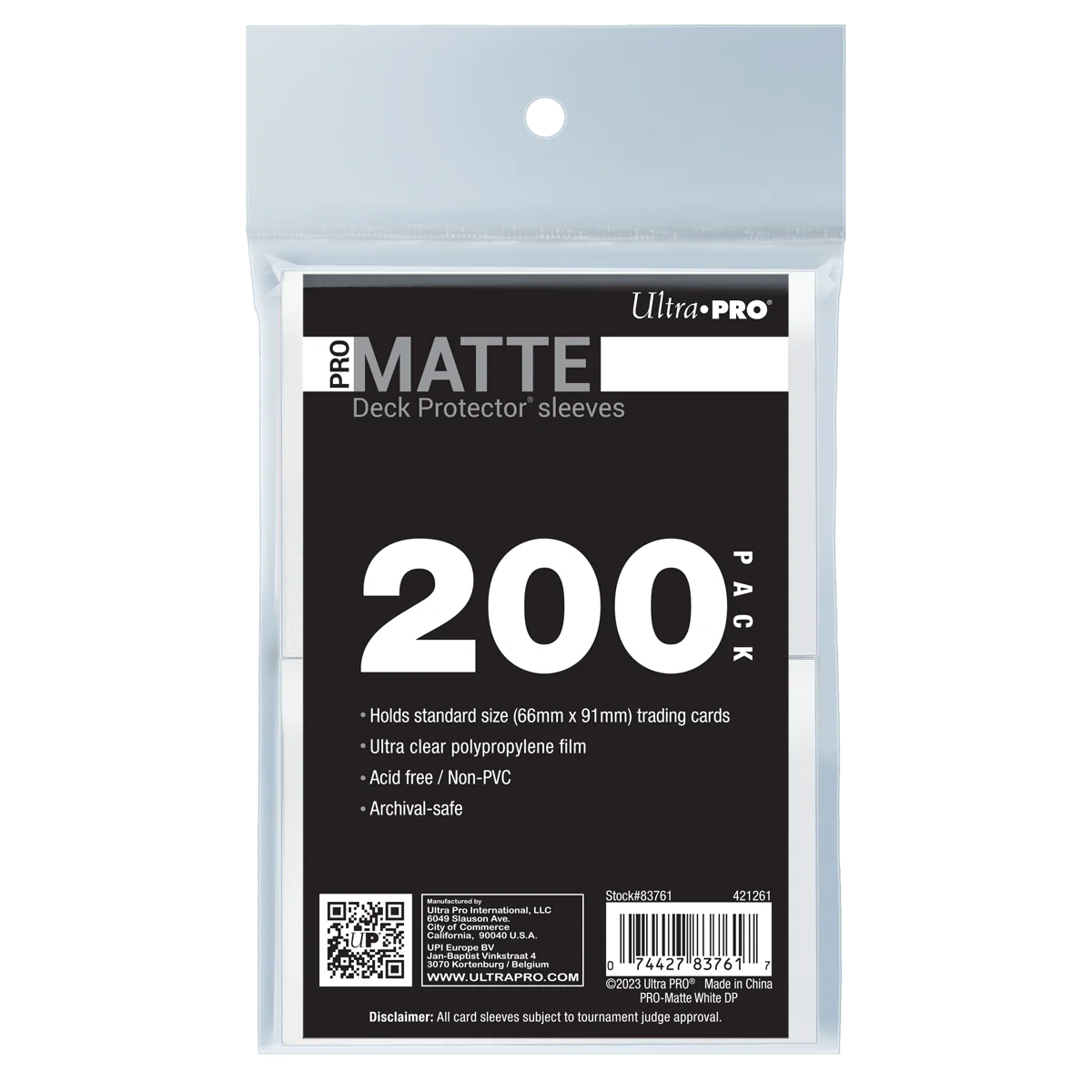 Ultra Pro - PRO-Matte Standard Deck Protector Sleeves Bundle (200ct) - White