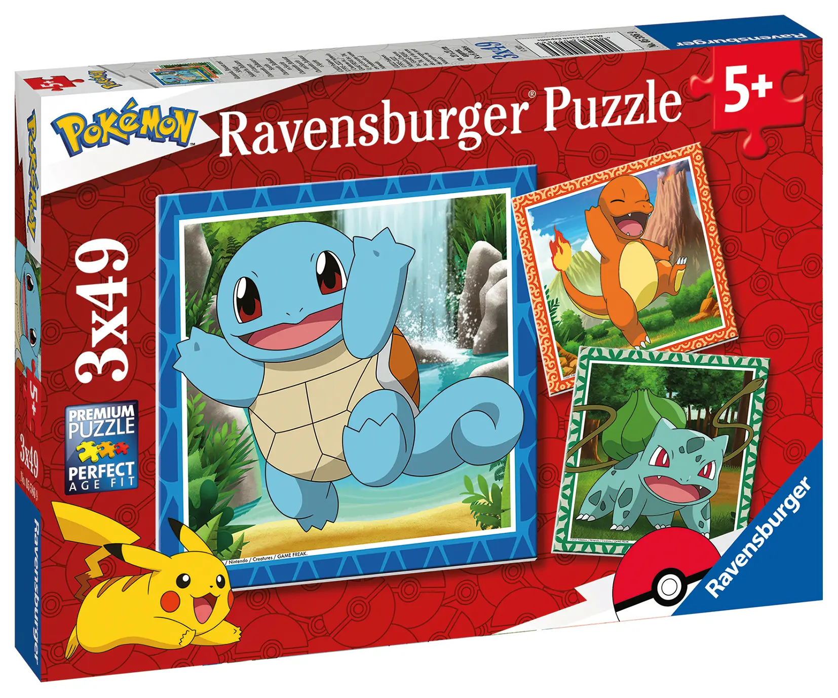 Ravensburger | Pokémon Glumanda, Bisasam & Schiggy | 3x49 Teile Kinderpuzzle