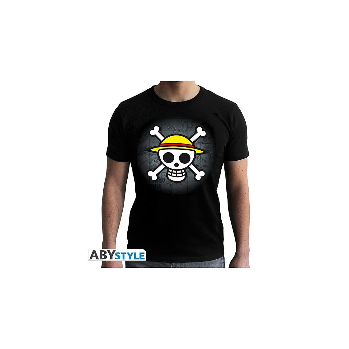 Abysse: One Piece - Slim Fit T-Shirt Herren (M) - Skull with Map
