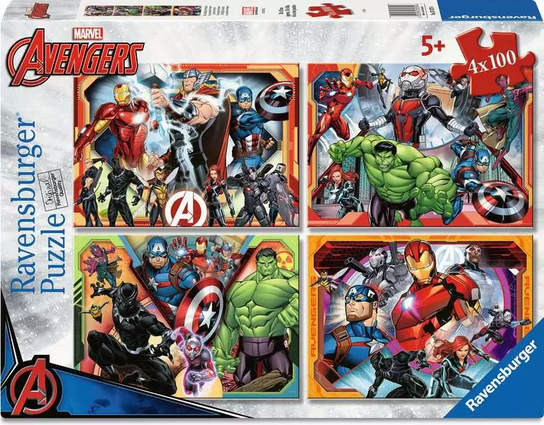 Ravensburger | Die mächtigen Avengers | 4x100 Teile Puzzle