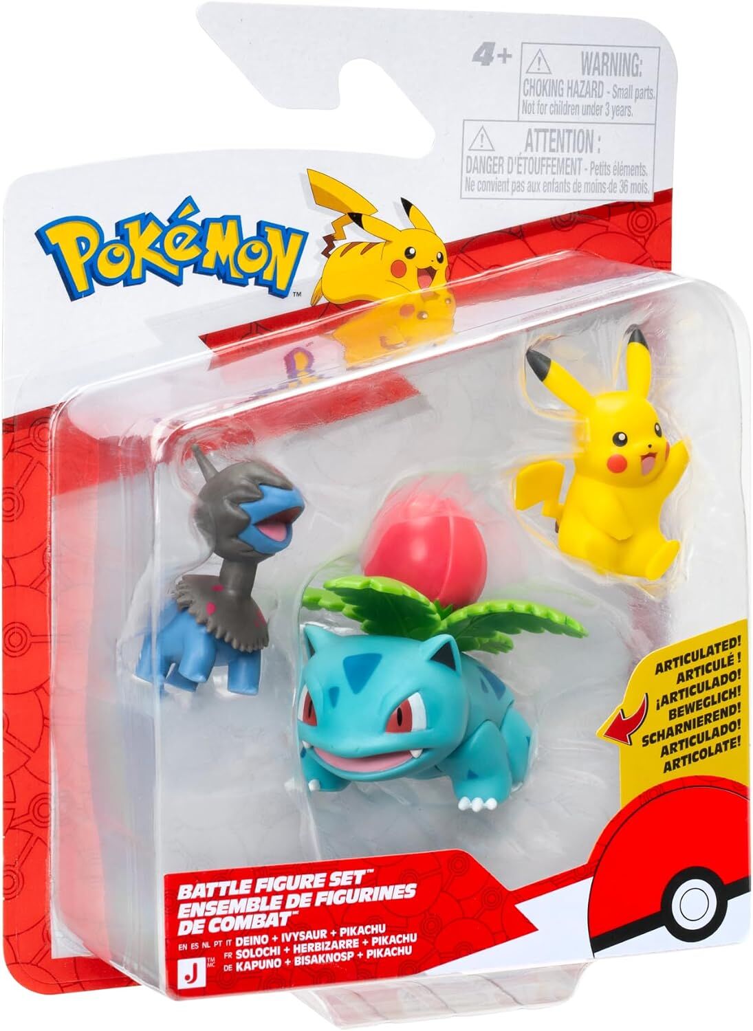 Pokémon | Pikachu, Deino & Ivysaur | Battle Figure Set