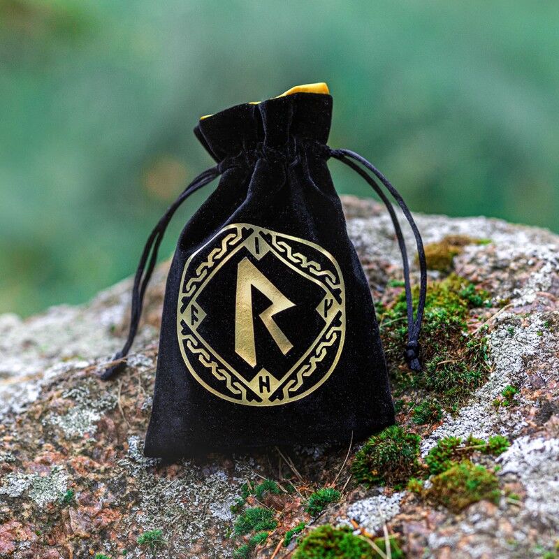 Q Workshop | Black & Golden | Runic Velour Dice Bag