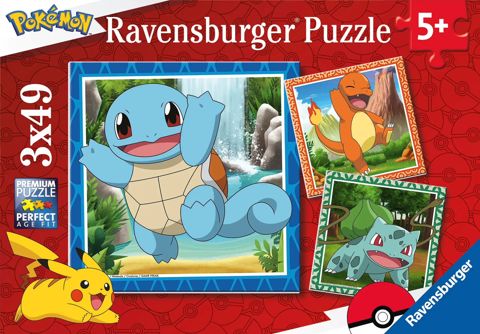Ravensburger | Pokémon Glumanda, Bisasam & Schiggy | 3x49 Teile Kinderpuzzle