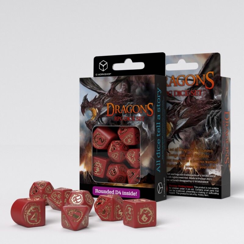 Q Workshop | Ruby | Dragons Modern Dice Set