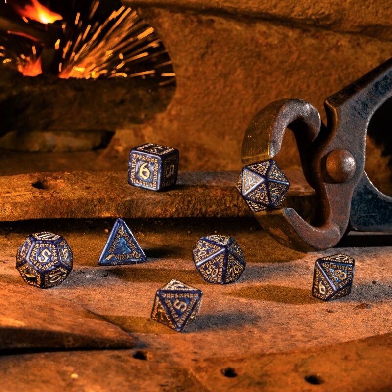 Q Workshop | Mixed-Blue & Gold | Runic Dice Set