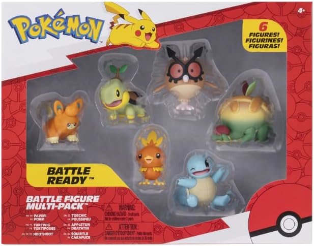 Pokémon | Battle Figure Multipack | Pawmi Squirtle Torchic Turtwig Hoothoot & Appltun