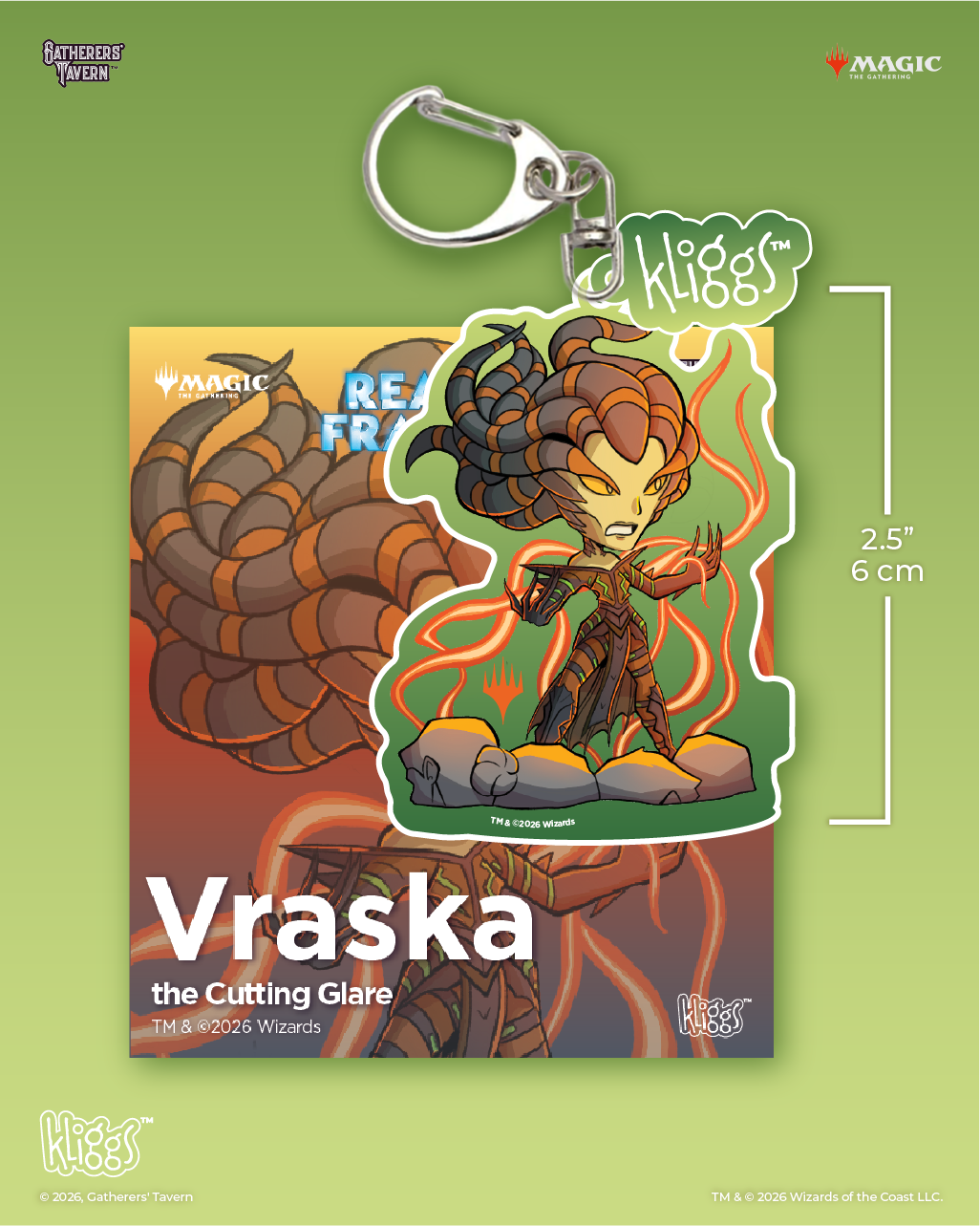 Gatherers' Tavern | Vraska the Cutting Glare Kliggs Reality Fracture Keychain | Magic: The Gathering