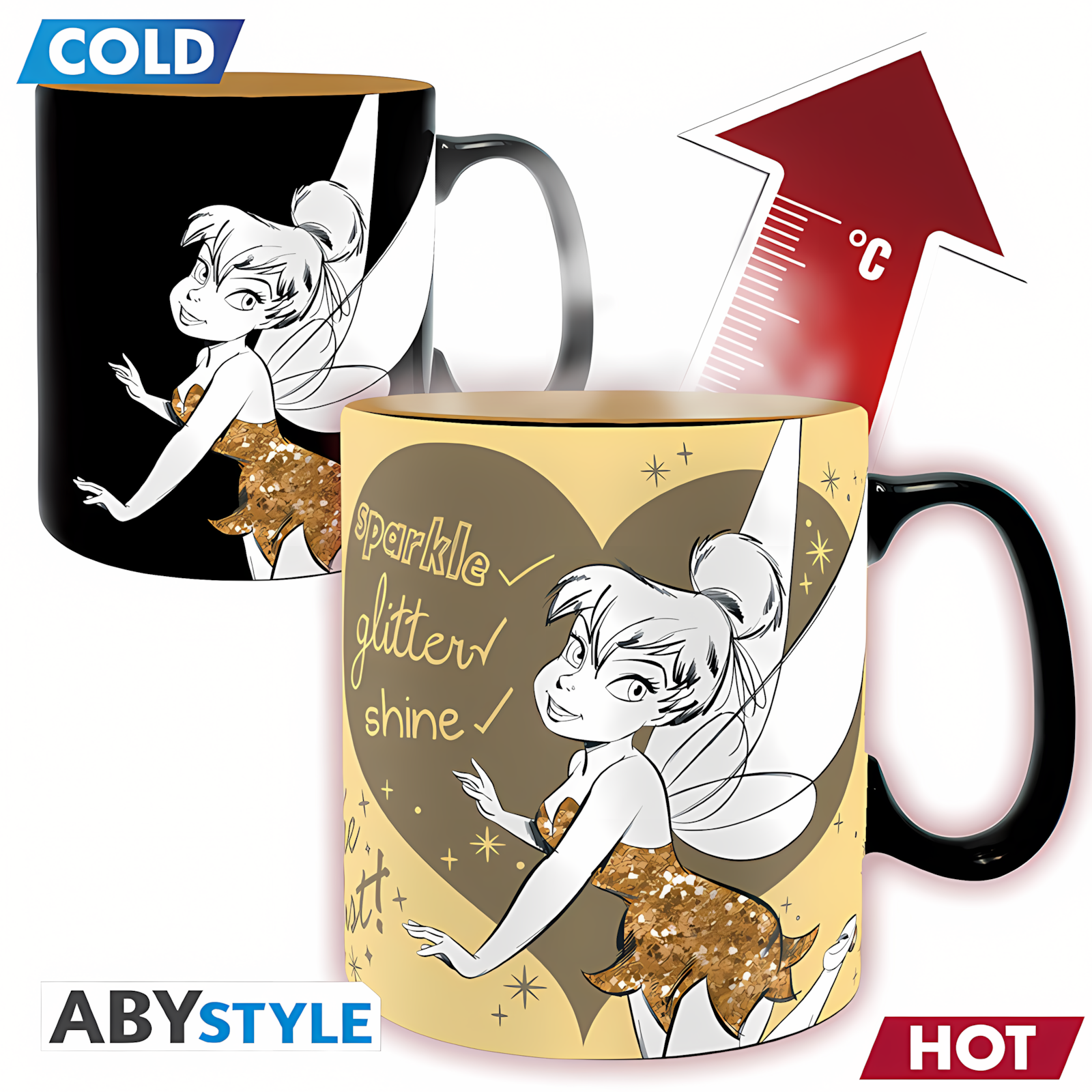 Abysse | Mug Heat Change (460 ml) Tinkerbell Sparkle | Disney Peter Pan