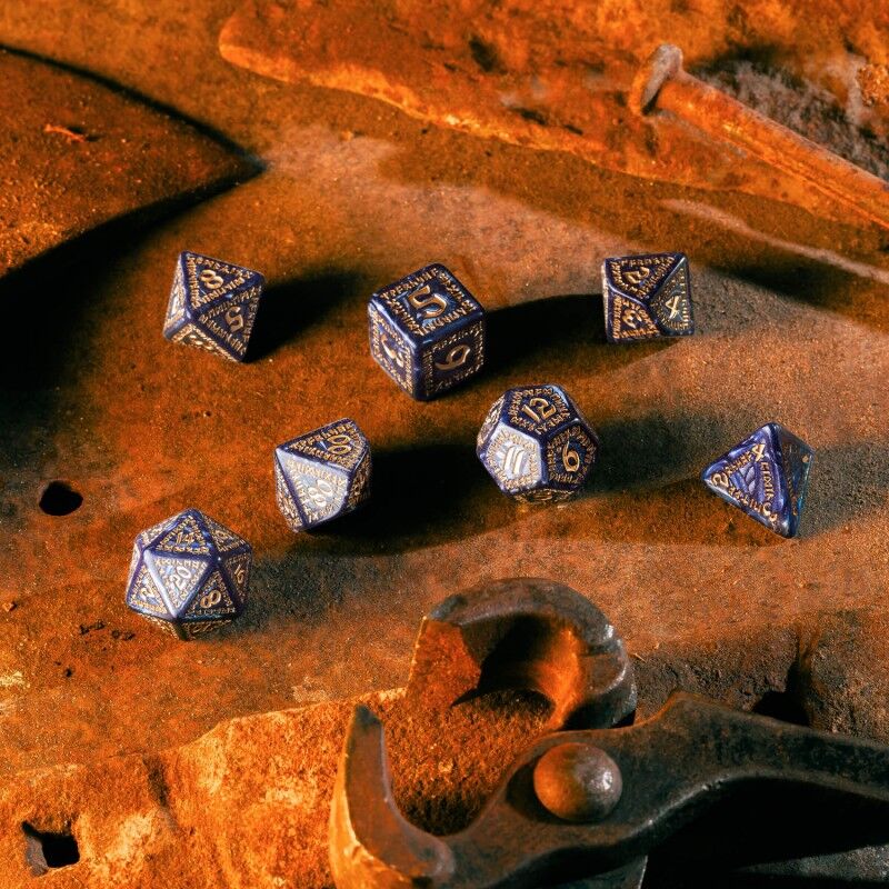 Q Workshop | Mixed-Blue & Gold | Runic Dice Set