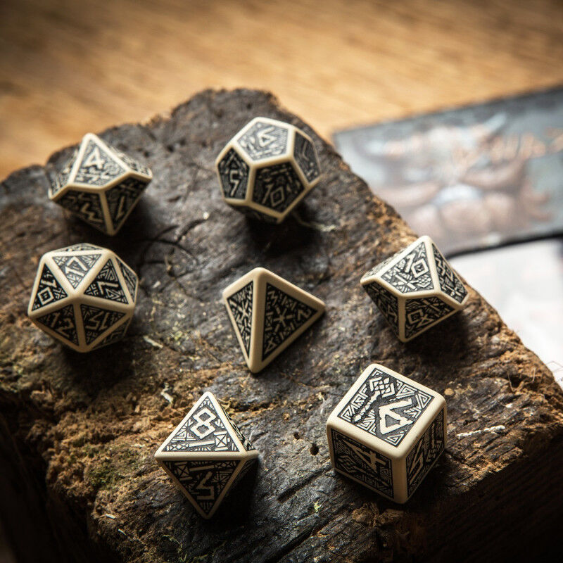 Q Workshop | Beige & Black | Dwarven Dice Set