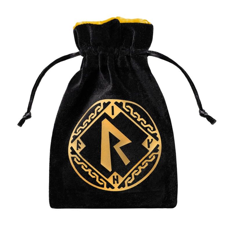Q Workshop | Black & Golden | Runic Velour Dice Bag