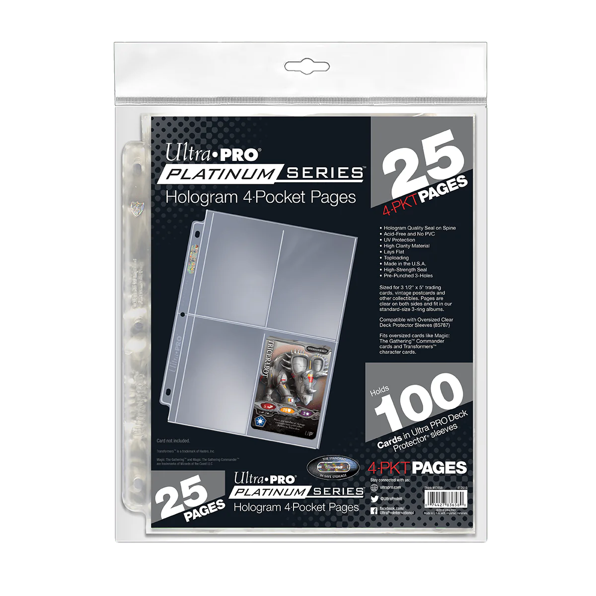 Ultra Pro: Ultra PRO Platinum Series 4-Pocket Pages - 25 count retail pack
