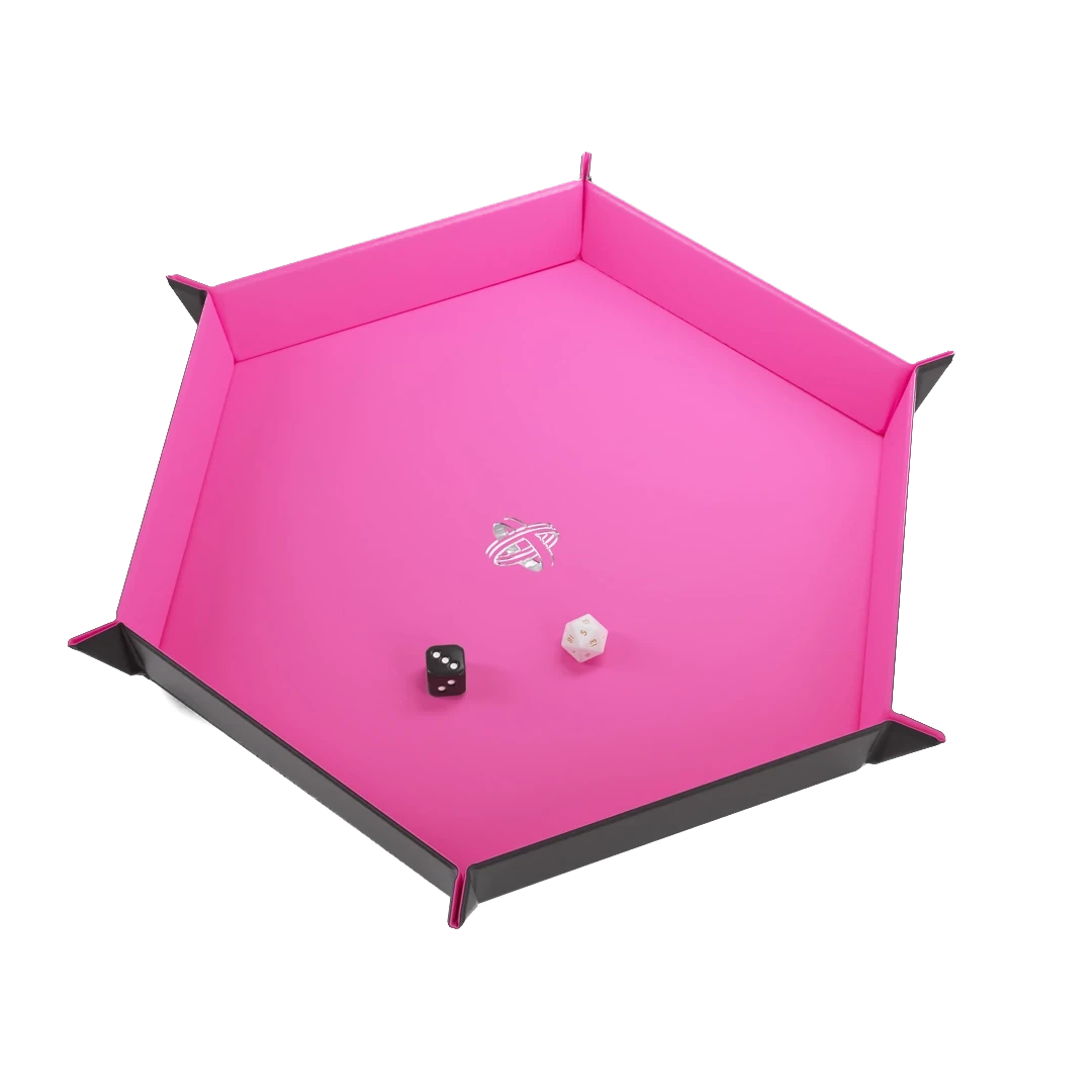 Gamegenic | Magnetic Dice Tray Hexagonal | Dice Tray Black/Pink