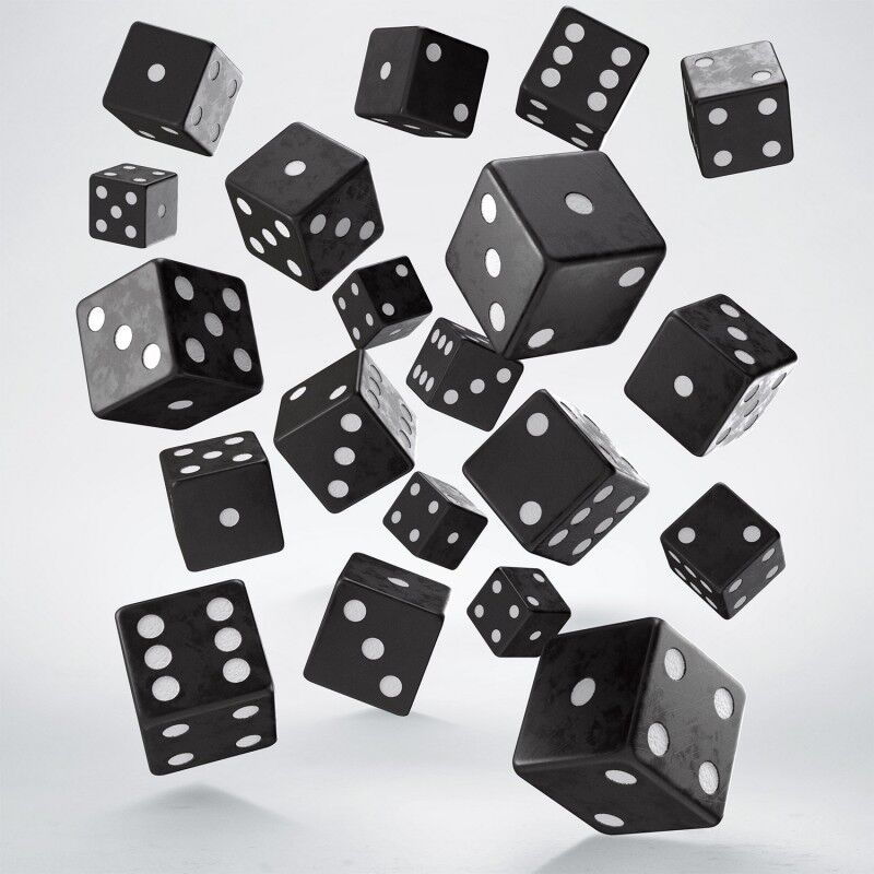 Q Workshop | Black & White | Full Pack of D6s