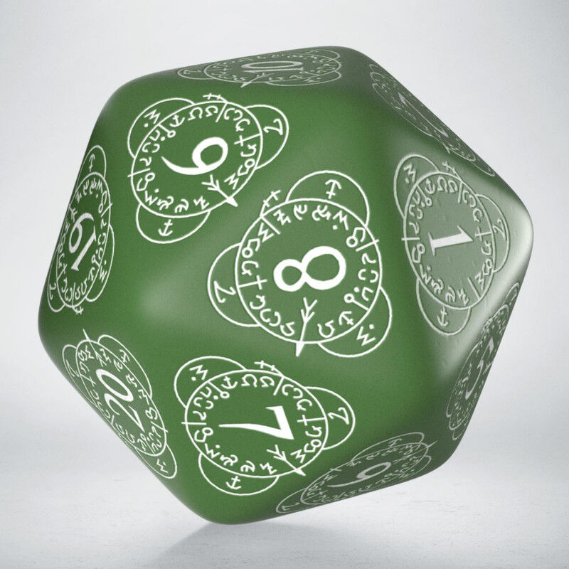 Q Workshop | Green & White | D20 Level Counter Die