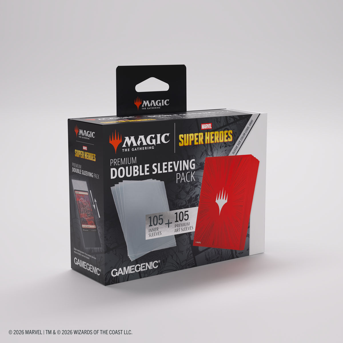 Gamegenic | Marvel Super Heroes - Comic Burst Red | Premium Double Sleeving Pack