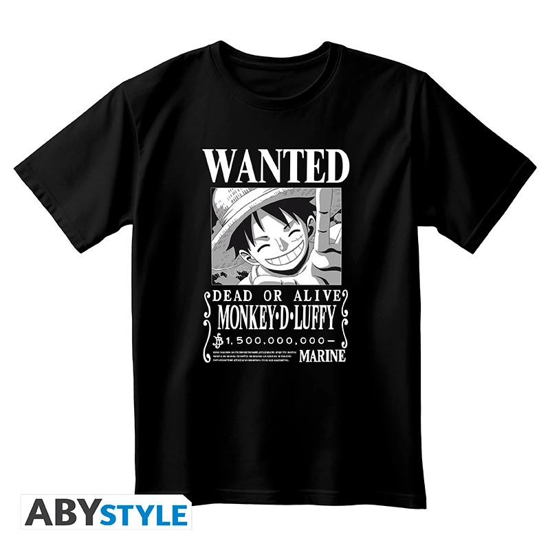 Abysse: One Piece - Unisex T-Shirt (M) - Vintage Wanted Luffy B/W