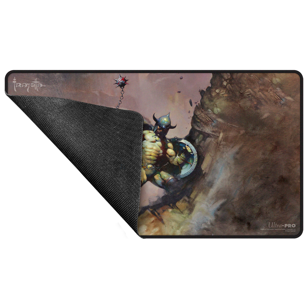 Ultra Pro - "Warrior with Ball and Chain" by Frank Frazetta Black Stiched Playmat