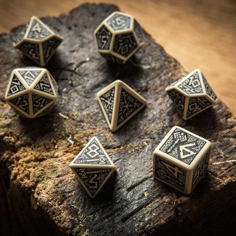 Q Workshop | Beige & Black | Dwarven Dice Set