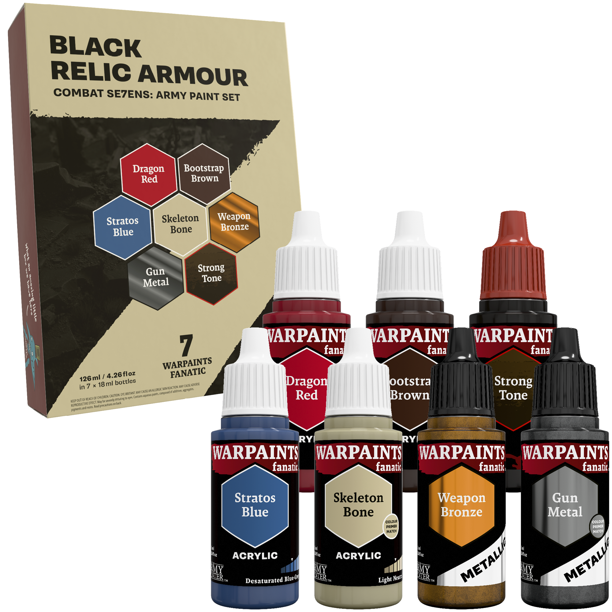 The Army Painter | Black Relic Armour | Combat Se7ens: Army Paint Set