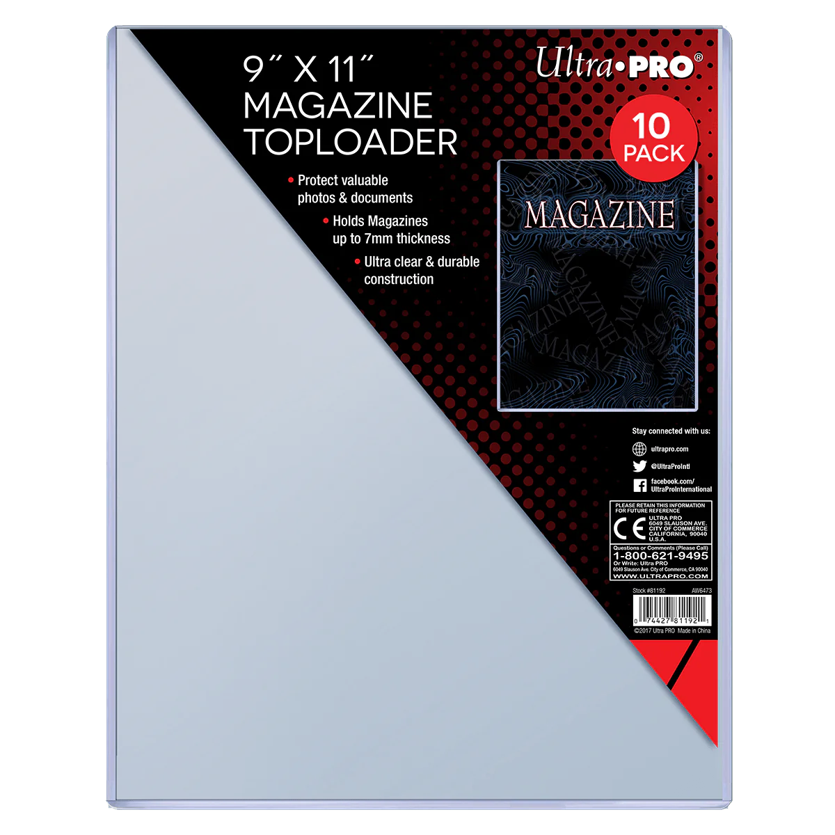 Ultra Pro: 9" X 11-1/4" Thick Magazine Toploader - 10ct