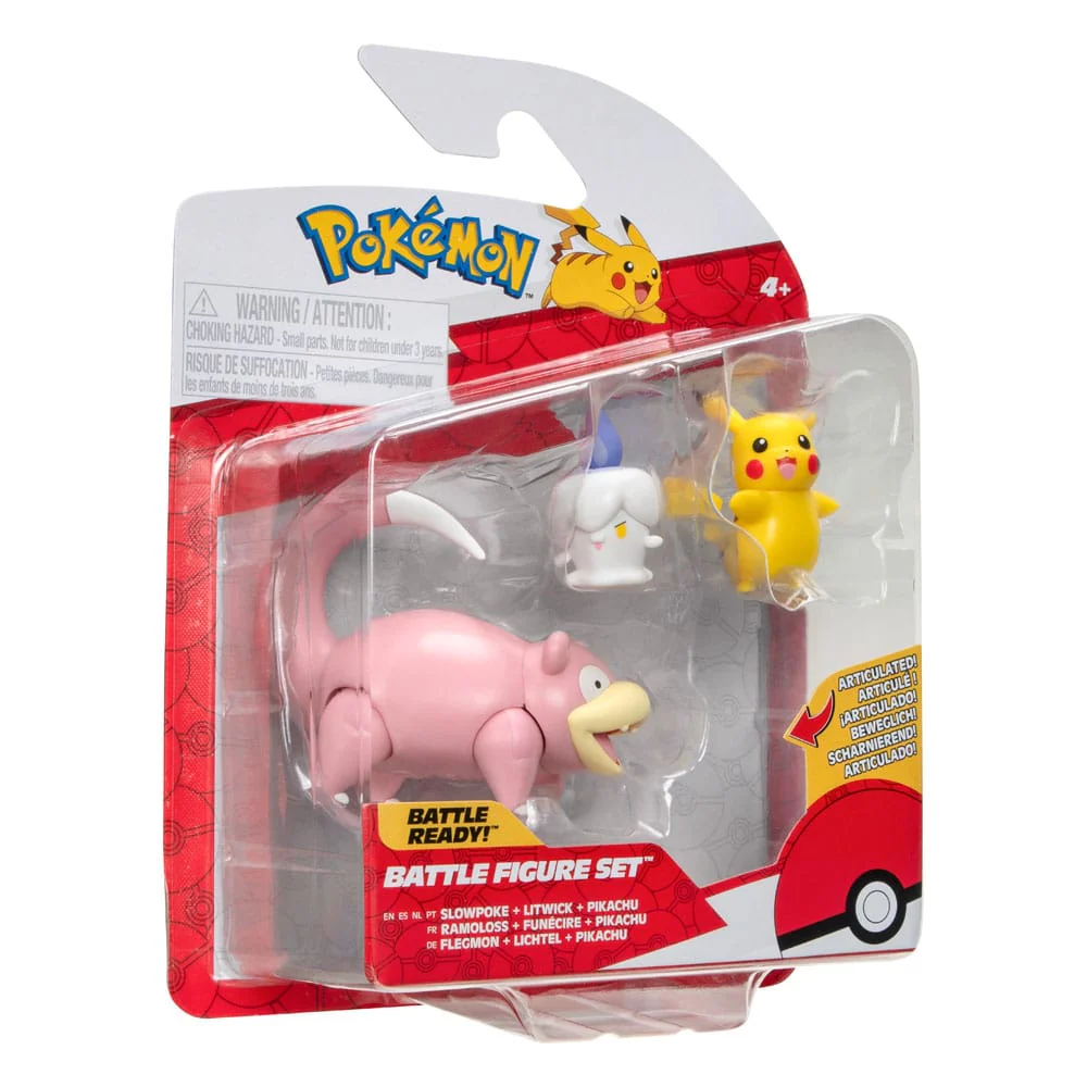 Jazwares: Pokémon Battle Figure Set - Pikachu, Litwick & Slowpoke