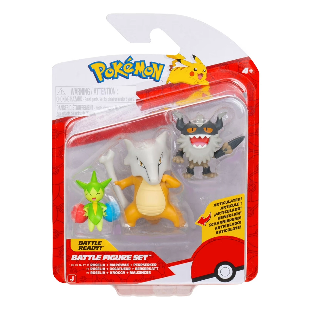 Jazwares: Pokémon Battle Figure Set - Roselia, Perrserker & Marowak