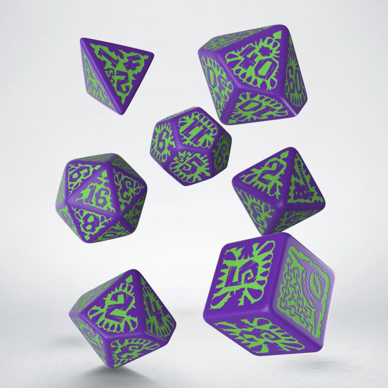 Q Workshop | Goblin Purple & Green | Pathfinder Dice Set