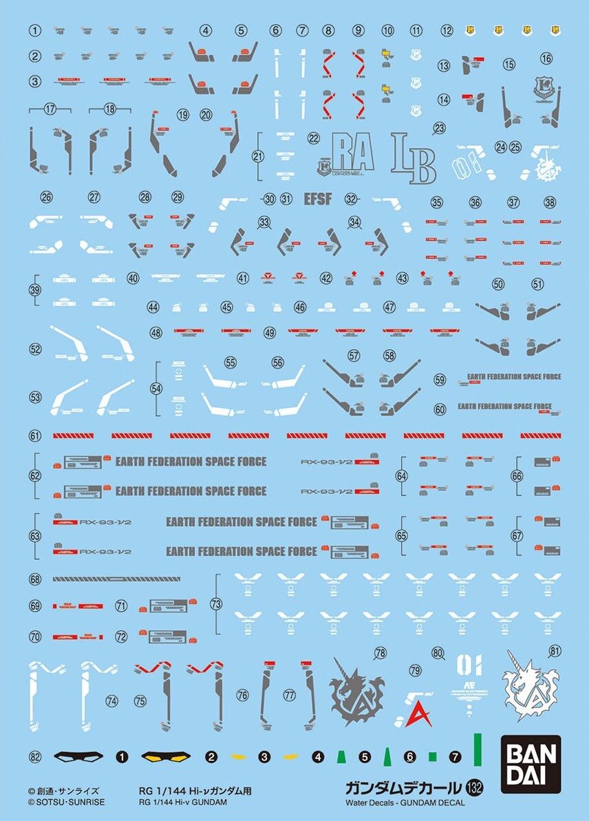 Bandai | Gundam Decal No. 132 | RG 125 NU (1/144)