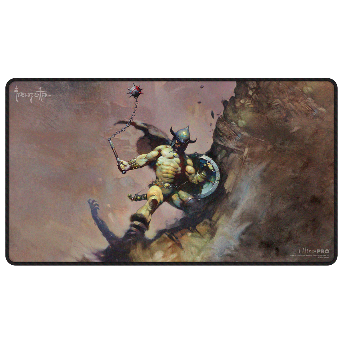 Ultra Pro - "Warrior with Ball and Chain" by Frank Frazetta Black Stiched Playmat