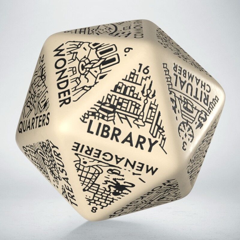 Q Workshop | Beige & Black | Dungeon Generator Die