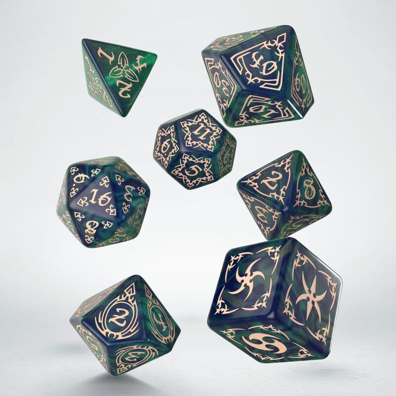 Q Workshop | Blue-Green & Beige | Tribal Dice Set