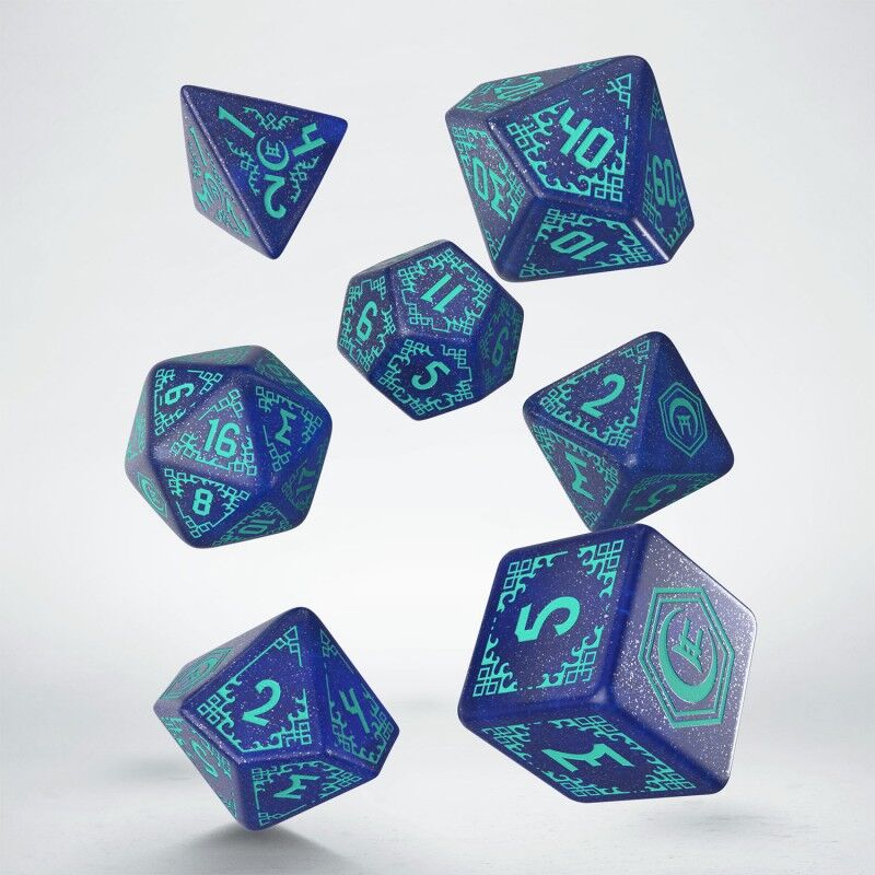 Q Workshop | Blue & Turquoise | Shadow Scar Dice Set