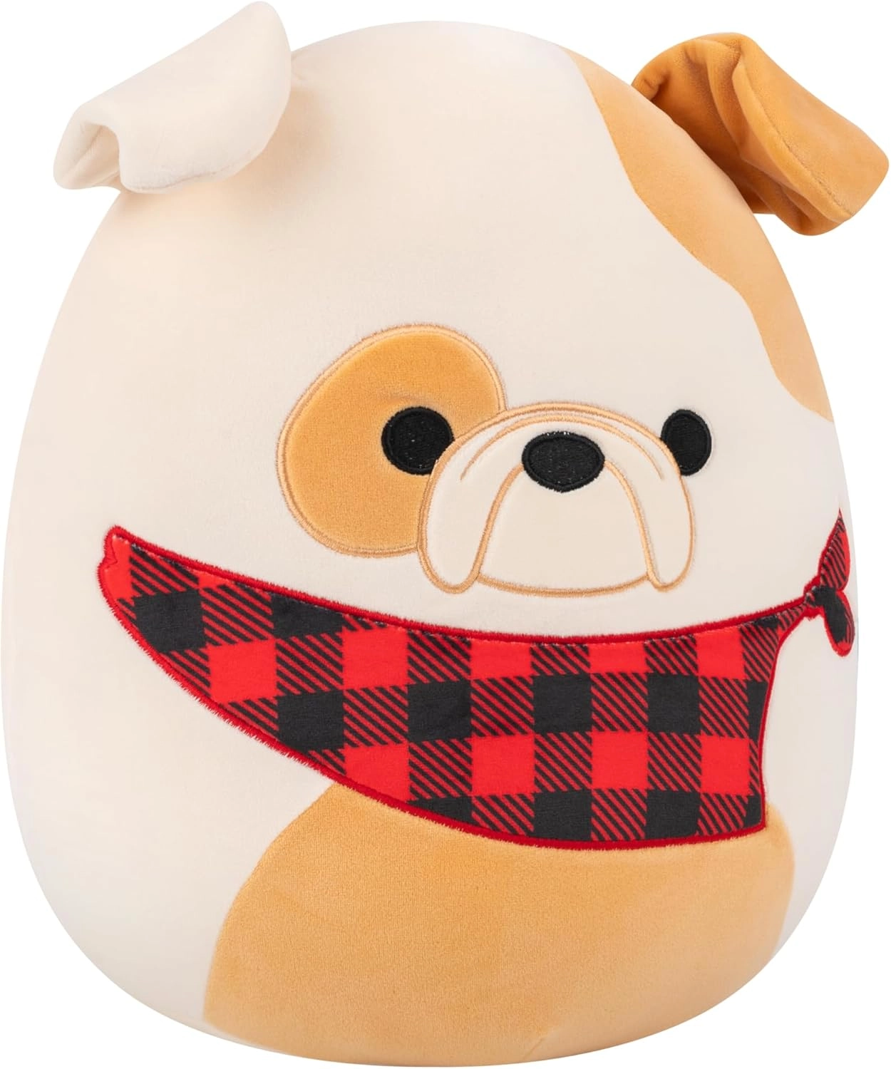 Jazwares | Squishmallows Brock - White And Tan Bulldog with Plaid Bandana | 30cm Medium Plush