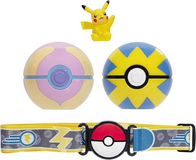 Pokémon | Clip 'N' Go Poke Ball Belt Set | Pikachu #7 with Heal Ball & Quick Ball Electric-Type