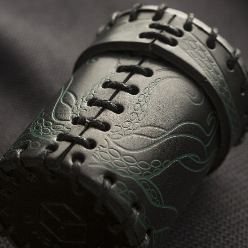 Q Workshop | Black & Green-Golden | Call Of Cthulhu Leather Dice Cup