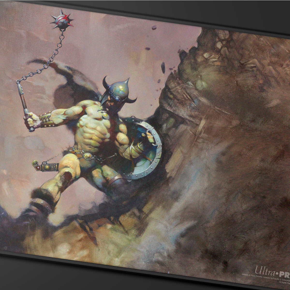 Ultra Pro - "Warrior with Ball and Chain" by Frank Frazetta Black Stiched Playmat