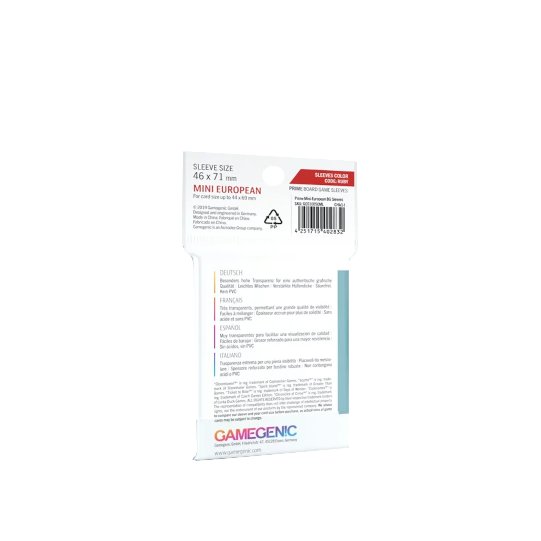 Gamegenic | Prime Board Game Sleeves | Ruby 46x71mm (50pc)