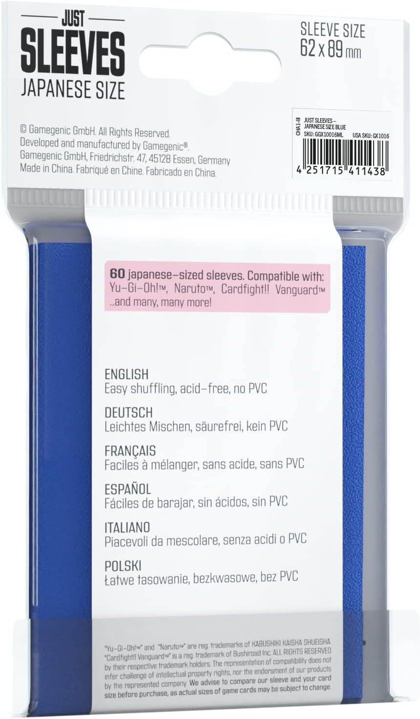 Just Sleeves | Japanese Size Blue | 60 Sleeves