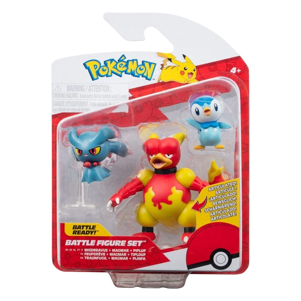 Jazwares: Pokémon Battle Figure Set - Piplup, Misdreavus & Magmar